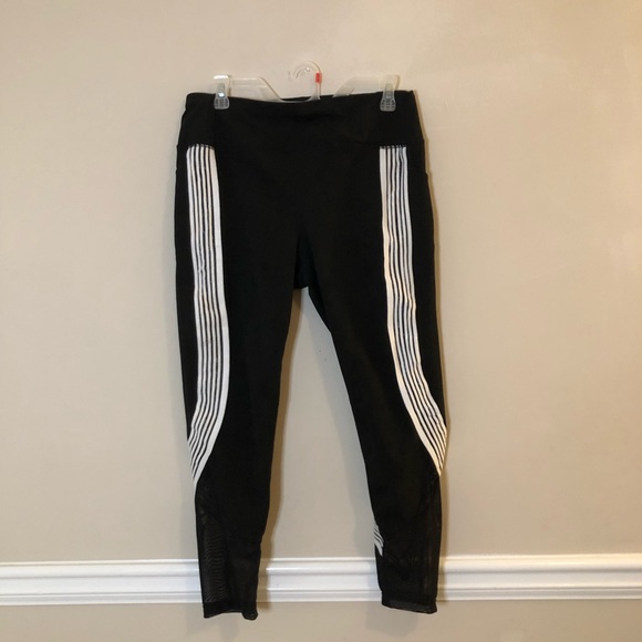 Avia Pants - Avia Black/White Mesh Leggings - Large (12-14)